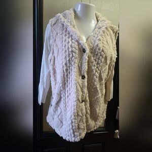 Cozy Cream Fleece Vest Wirh Hood